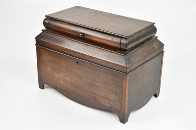 Lot 1032 - A Georgian mahogany work box with drawer to...