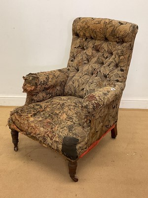Lot 785 - A 19th century upholstered armchair with...