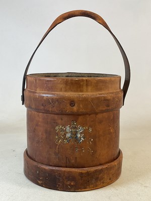 Lot 245 - A leather cordite carrier with impressed 'N'...