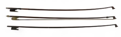 Lot 393 - Three assorted violin bows, one inscribed...