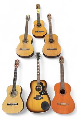 Lot 405 - Six assorted modern acoustic guitars,...