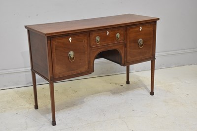 Lot 217 - A 19th century mahogany three drawer sideboard,...