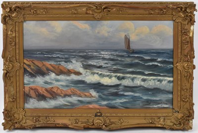 Lot 170 - R JOHANSSON; oil on canvas, shipping scene, 34...