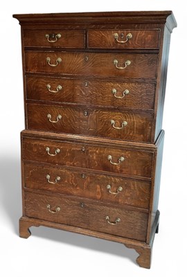 Lot 7 - A 19th century oak chest on chest, with two...