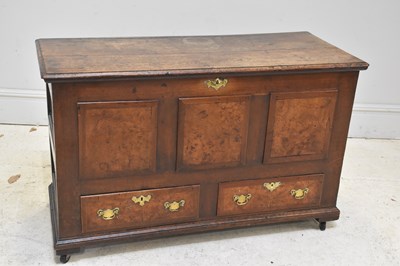 Lot 234 - An 18th century oak two drawer coffer, height...