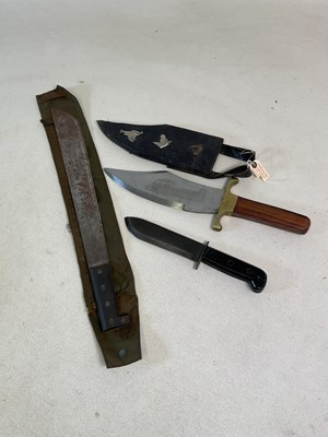 Lot 347 - A British army machete, blade 46cm with outer...