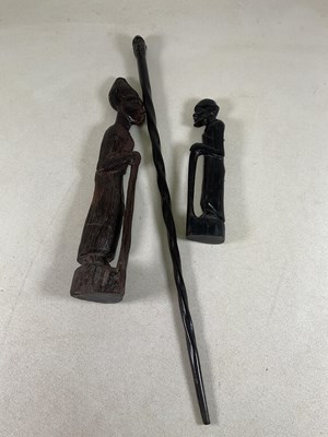 Lot 336 - An African hardwood wrythen twisted walking...