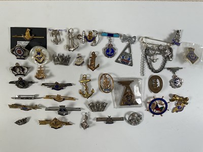 Lot 272 - SWEETHEART BROOCHES, NAVY & RELATED; a group...