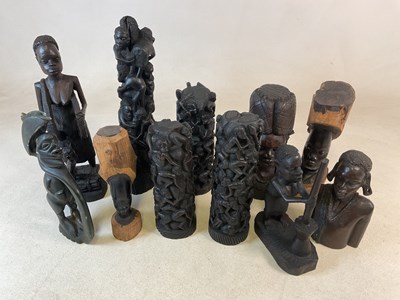 Lot 288 - A collection of African carvings including a...