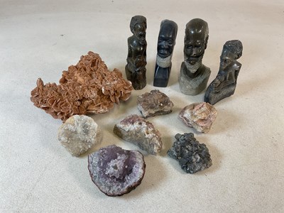 Lot 326 - A large desert rose cluster, various crystals...
