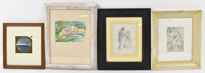 Lot 178 - A group of four pictures including a pencil...