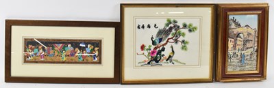 Lot 185 - A modern Chinese silk picture depicting...