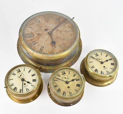 Lot 1021 - SMITHS EMPIRE; two brass cased ship's clocks,...