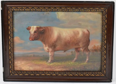 Lot 158 - UNATTRIBUTED; oil on board, bull in field, 29...