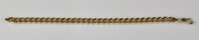 Lot 1448 - A 9ct yellow gold flat curb bracelet, length...