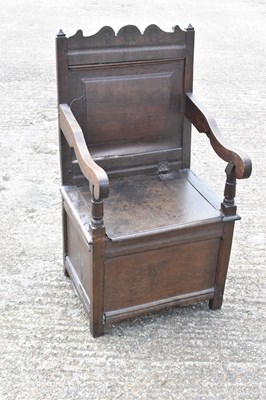 Lot 11 - An 18th/19th century oak wainscot type chair...