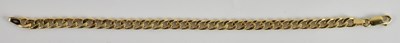 Lot 1463 - A 9ct yellow gold flat curb bracelet, with...