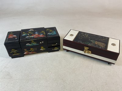 Lot 680 - Two Japanese style jewellery boxes, one...