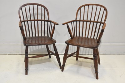 Lot 215 - A pair of 19th century ash and elm seated...
