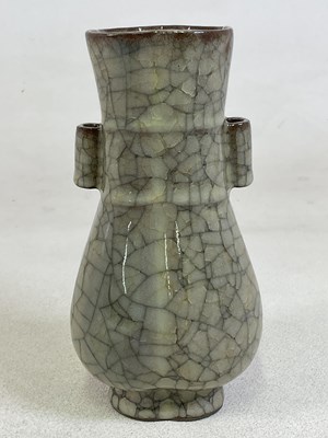 Lot 416 - A Chinese crackle glaze hu vase, with simple...