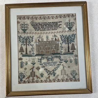 Lot 289 - An early 19th century sampler, centred with a...