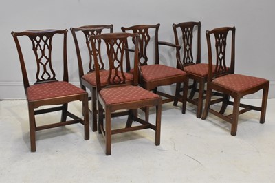Lot 240 - A set of six Georgian oak country Chippendale...