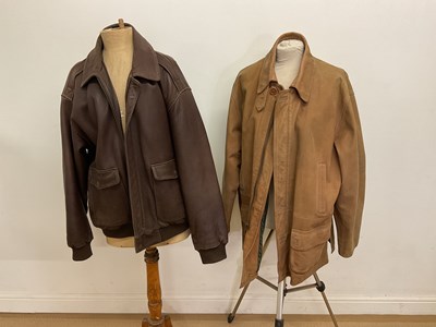 Lot 371 - ORVIS; two men's leather jackets, one a bomber...