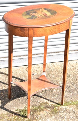 Lot 20 - A 19th century sewing table with painted top...