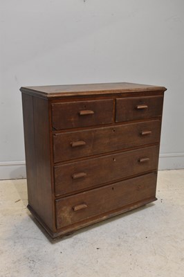 Lot 266 - A 19th century oak chest of two short over...