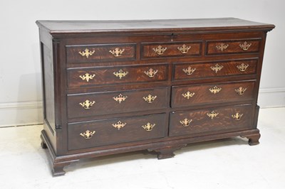 Lot 196 - A 19th century oak Lancashire mule chest,...