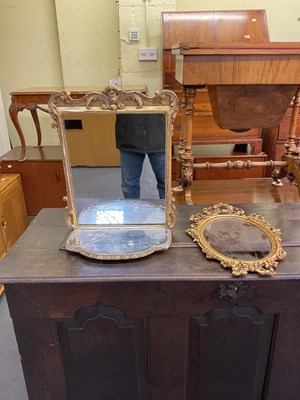 Lot 101 - Two gilt framed wall mirrors, one with shelf,...