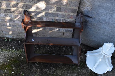 Lot 42 - A white painted Gothic style wall shelf and...