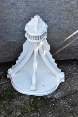 Lot 42 - A white painted Gothic style wall shelf and...