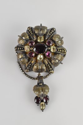 Lot 1320 - A Victorian white metal mourning brooch, set...