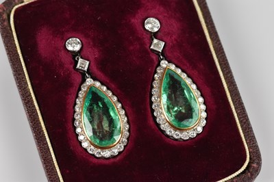 Lot 1357 - A fine pair of white metal diamond and...