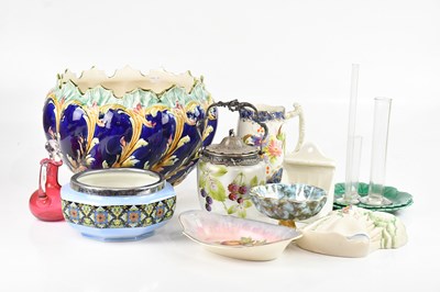 Lot 1937 - A Victorian majolica jardinière, a Clarice...