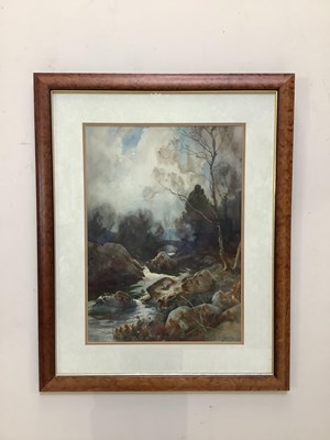 Lot 513 - S TOWERS; watercolour, river landscape, signed,...