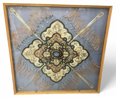 Lot 1049 - A framed late 19th century Chinese silk...