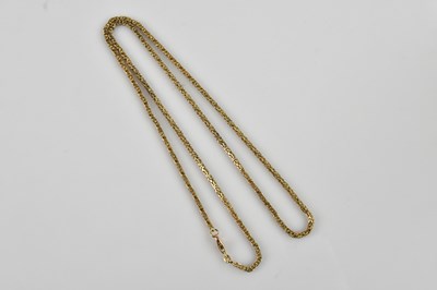 Lot 2059 - A 9ct yellow gold box link necklace, length...