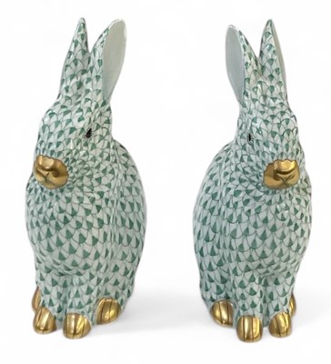 Lot 559 - HEREND; a pair of Hungarian porcelain figures...