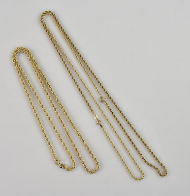 Lot 2098 - A 9ct yellow gold rope twist necklace, length...
