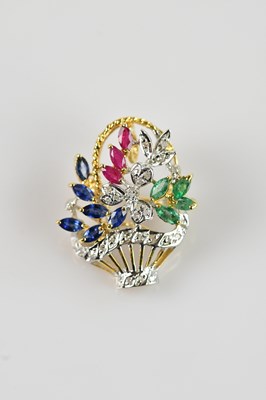 Lot 1300 - An 18ct yellow and white gold diamond, ruby...