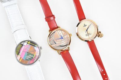 Lot 315 - VIVIENNE WESTWOOD; a silver tone lady's quartz...