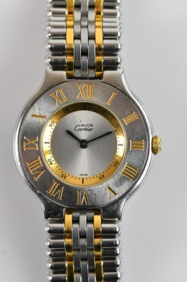 Lot 512 - MUST DE CARTIER; a lady's bimetal 21 stainless...