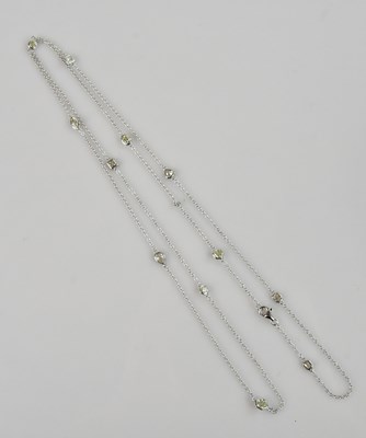 Lot 2064 - A white metal fine link diamond set necklace,...