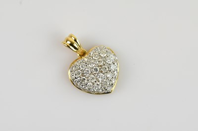 Lot 2156 - An 18ct yellow gold love heart shaped diamond...