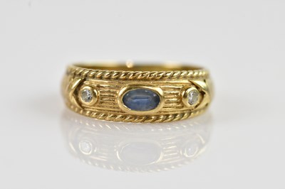 Lot 2411 - A 9ct yellow gold diamond broad ring, set with...