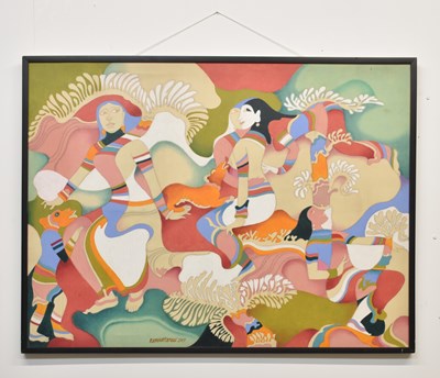 Lot 40 - C. N. KARUNAKARAN (1940-2013); acrylic on...