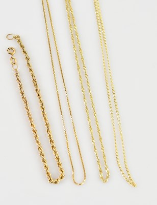 Lot 2180 - An Italian yellow metal fine link chain,...