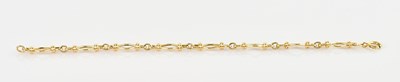 Lot 1251 - A 9ct yellow gold fancy link bracelet, length...